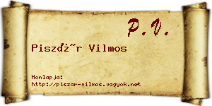 Piszár Vilmos névjegykártya